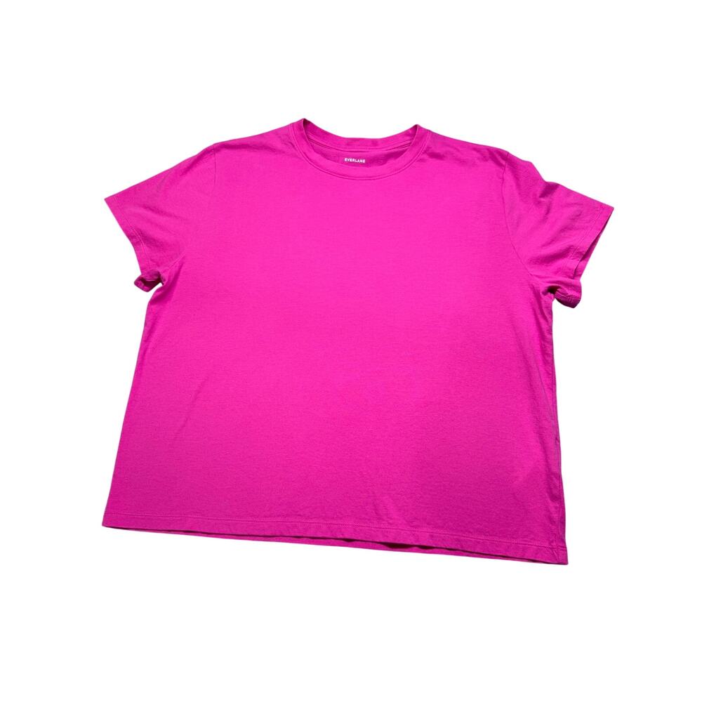 Everlane Like New Short Sleeve Organic Cotton Crop Tee Shirt Barbie Pink Size XL